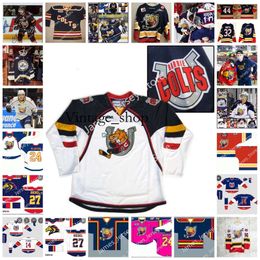 Vin 2022 Custom Ohl Barrie Colts genaaid Hockey Jersey 25 Declan McDonnell 21 Oskar Orausson 34 Ryan del Monte 26 Oliver Smith 14 Ian Lemi