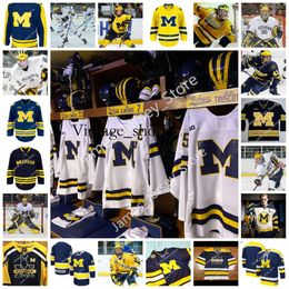 VIN 2022 NCAA Custom Michigan Wolverines Cousue Cousue de hockey Jersey 15 Jacob Truscott 17 Johnny Beecher 19 Brendan Brisson 20 Keaton Pehrson 21