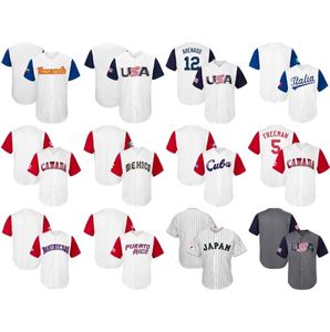 Vin College porte des maillots hommes femmes enfantsUSA CANADA JAPON ITALIE MEXIQUE Porto Rico 2017 World Baseball Classic Cust4557289