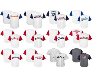 Vin College porte des maillots hommes femmes enfantsUSA CANADA JAPON ITALIE MEXIQUE Porto Rico 2017 World Baseball Classic Cust3619740