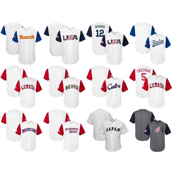 Vin College viste camisetas para hombre, mujer, niños, EE. UU., CANADÁ, JAPÓN, ITALIA, MÉXICO, Puerto Rico, Clásico Mundial de Béisbol 2017, Cust4557289