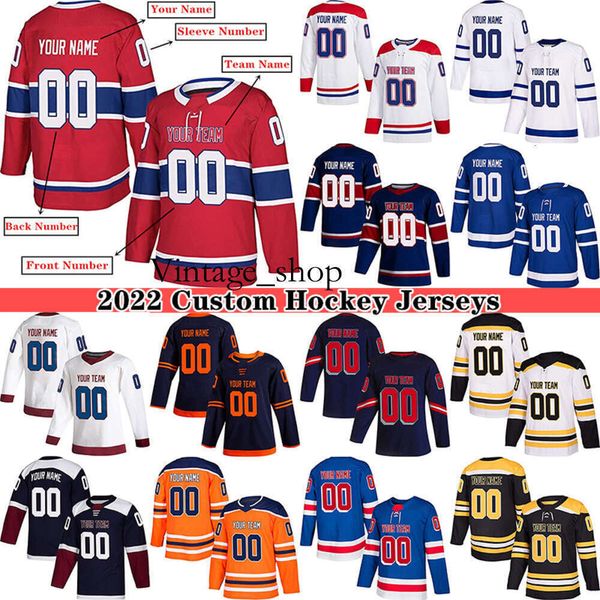 VIN Custom Ice Hockey Jersey for Men Youth S-4XL Authentic Broidered Nom Numbers - Concevoir vos propres maillots de hockey