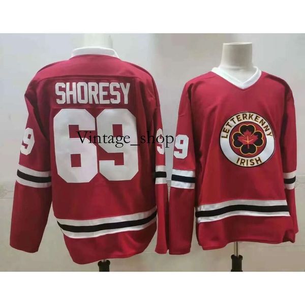 Vin Kooy Shoresy # 69 Série télévisée Letterkenny Hockey Jerseys Irish Centred Men Summer Christmas Red Centred Shirts M-xxxl