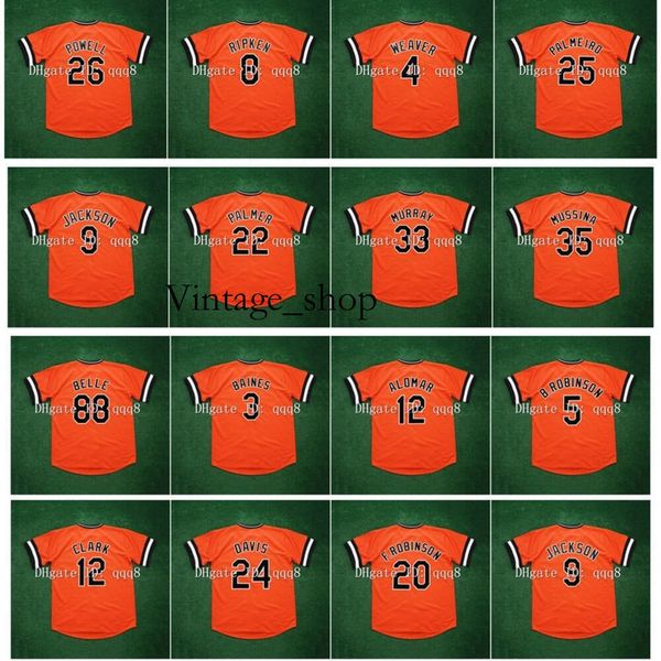 Vin rétro Brooks Robinson Jersey 88 Albert Belle 3 Harold Baines 12 Roberto Alomar 29 Joe Carter 12 Will Clark 24 Eric Davis 20 Frank Robinson