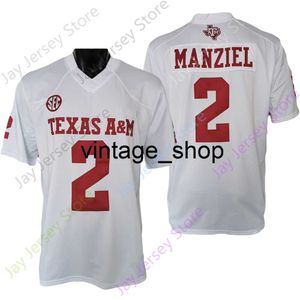 Vin Texas AM Aggies Football Jersey NCAA College Johnny Manziel Blanc Taille S-3XL Tous Cousu Jeunes Hommes