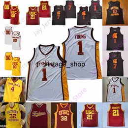 Vin USC Trojans Basketball Jersey NCAA College Isaiah Mobley Nick Young Chevez Goodwin Boogie Ellis Peterson Max Agbonkpolo Ethan Anderson Okongwu Bronny James
