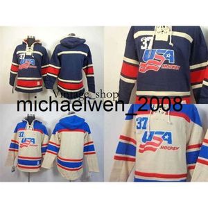Vin Weng 2016 Nouveau prix de vente au détail Prix 2014 Nouveau Hockey Old Time 2014 Team USA Blank No Number Fleece Hoodie Jerseys Broidered S