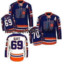 Vin Weng New Goon Doug The Thug Glatt Halifax Highlanders #69 Xavier Laflamme #70 Movie Hockey Jersey Color Blue White S-3XL