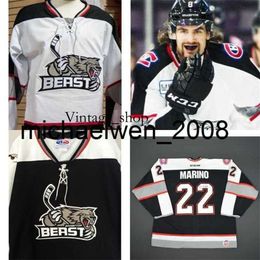 Vin Weng Vintage Rare 2017 Personnalisez Echl Brampton Beast Mens Womens Kids Embroderie Blanc Black High Quality Cheap Check Hockey Jerseys Guetit