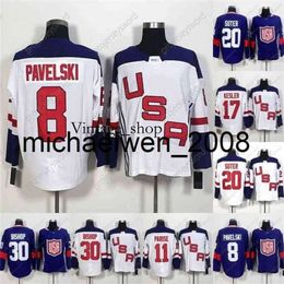 Vin Weng World Cup Blank Team USA USA Hockey Jerseys 8 Joe Pavelski 11 Zach Parise 17 Ryan Kesler 20 Suter 30 Ben Bishop World Cup of Hockey Jersey