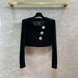 Vinatge 2024 noir col carré boutons manches longues femmes Cardigans concepteur haut de gamme femmes blazer 30712