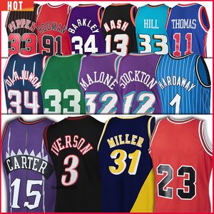 Vince Carter Maillots de basket Allen Iverson 3 John Stockton Mike Miller 12 Malone 32 Grant Hill Kevin Garnett Jason Williams Tim