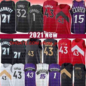 Vince Carter Pascal Siakam Basketball Jersey Anthony Edwards Karl-Anthony Towns Mens Kevin Garnett Tracy McGrady Jerseys 15 43 1 32 21 1