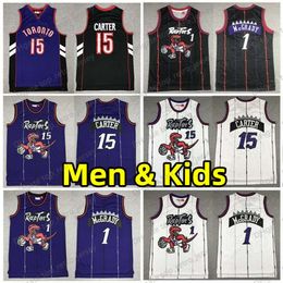Vince Carter Tracy McGrady Retro Basketball Jerseys Youth Kids Raptorses T- Men Purple Vintage Jersey Hardwood Mesh Classic Adulte Enfants