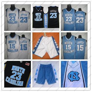 Vince Carter UNC Jersey, Carolina del Norte # 15 Vince Carter Azul Blanco Cosido NCAA College Basketball Jerseys, bordado Logos shorts