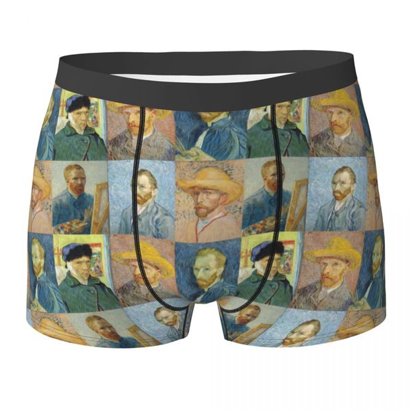 Vincent van Gogh Men Underwear Portrait Pop Culture Sunflowers Art Boxer Shorts Plantures drôles Sous les sous-pants pour mâle S-XXL
