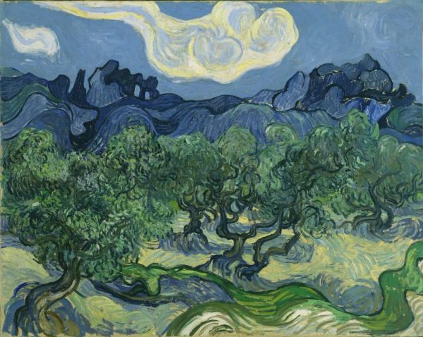 Vincent Van Gogh Peinture à l'huile Oliviers avec les Alpilles en arrière-plan Art mural paysage toile huile photo peinte à la main pour décoration murale de salon