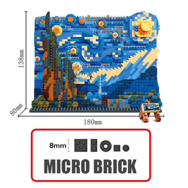 Vincent van Gogh The Starry Night Painting Building Blocs 3D Art Assemblage microbricks Home Decorae Toys Educational Toys