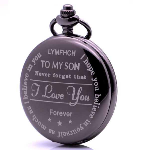 Vine Mens Boys Graves Gervated Pocket montre mon fils, n'oublie jamais ça, je t'aime pour toujours, les meilleurs cadeaux de la graduation de l'anniversaire de Noël4475700