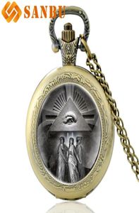 Vine Silver Masonic Quartz Pocket Watch Retro Men Women Eye of Providence Pendant Necklace Antique Jewelry5473010