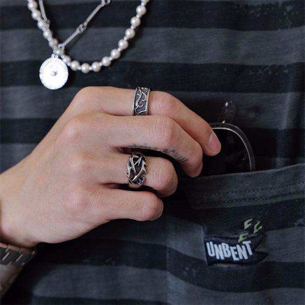 Anillo de acero de titanio tejido de vid, diseño Retro pequeño, dedo índice frío, pareja de hombres/mujeres, accesorios de moda Hip Hop Street