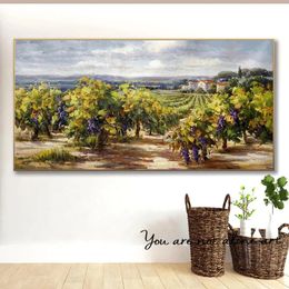 Wijngaard Frankrijk Provence Platteland Boerderij Veld Landschap Art Poster Canvas Schilderij Muur Print Picture Home Decor 240327