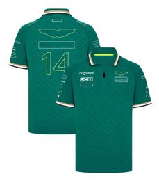 Vinh Mens Polos F1 2024 Officiële teamdriver T-shirt Formule 1 Racing Polo shirt Korte mouw dezelfde fans Summer Fashion Green Jersey T-shirt Custom