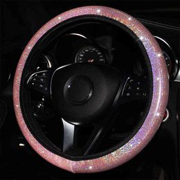 VinidName Universal 3739cm auto stuurwielomslag voor vrouwen meisjes auto interieur vrouw bling schattige roze decoratie accessoires J220808