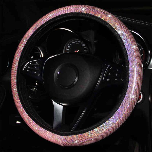 Vinidname Universal 3739Cm Couverture de volant de voiture pour femmes filles intérieur de voiture femme Bling mignon rose accessoires de décoration J220808