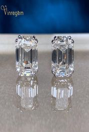 Vinregem 100 925 STERLING Silver Emerald Cut G Créé des diamants Moisanite Diamants Gemles d'oreilles Gouilles d'oreille Fine Bijoux entier 2107203480