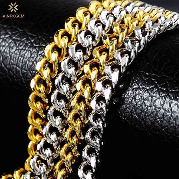 Vinregem Hip Hop Rock 925 Sterling Silver 18k Yellow Gold Chain Necklace Fashion Simple Men's Fine Jewelry Wholesale