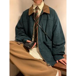 Vintag – veste bombardier en velours côtelé pour homme, ample, surdimensionnée, Patchwork, décontractée, vêtements Hip Hop 5xl, automne 2023, 240202