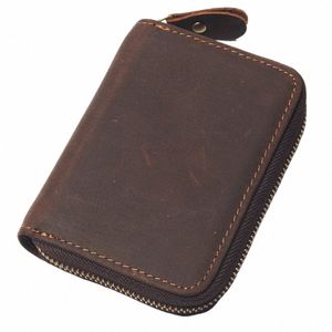 vintage 12 slots cartes craquiers horse en cuir sac à main portefeuille femme id crédits zipper mini avec multi-M33g #