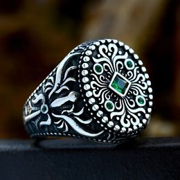 Vintage 14k gouden handgemaakte Turkse zegelringen voor mannen vrouwen punk gesneden ring mystic zirkoon inlay fashion biker sieraden