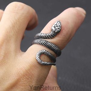 Vintage 14K White Gol Snake Ring pour hommes femmes cool punk gothique anneau mode unisexe serpent anneau en gros taille 7-12