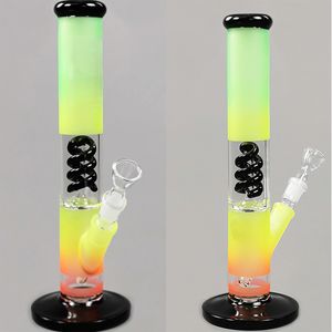 Vintage 15 pouces Rasted spirale de refroidissement noir GLASS BONG Hookah Smoking Pipes peut mettre le LOGO du client par DHL UPS