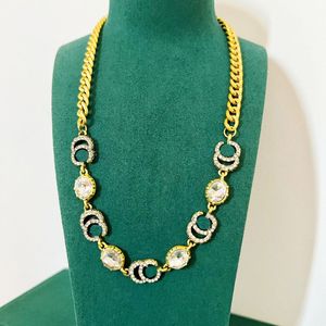 Vintage 18K gouden hanger ketting luxe designer merk ketting Diamond Crystal Boutique liefde geschenken ketting hoge kwaliteit herfst nieuwe meisje sieraden