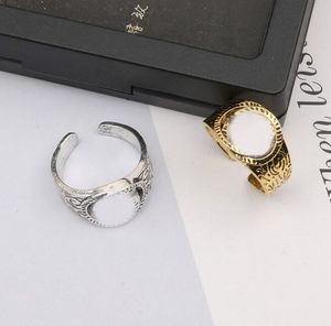 Vintage 18K plaqué or marque lettre bande anneaux pour hommes femmes créateur de mode extravagant anneau en métal ouvert bijoux réglables