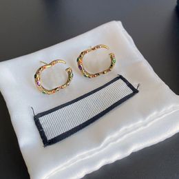 Vintage 18K GOUD GOLD MESSEN LUXury Brand Designers Letters G Stud Geometrische vrouwen kleurrijke Crystal Rhinestone Pearl Earring Wedding Party Joodlry