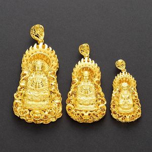 Collar de creencias budistas con colgante de Buda relleno de oro amarillo de 18 quilates Vintage para mujer y hombre joyería clásica 264F