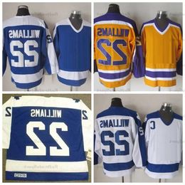 Vintage 1978-79 Dave Mens 22 Maillots de hockey Tiger Williams Jaune Bleu Blanc Chemises cousues C Patch M-X 11