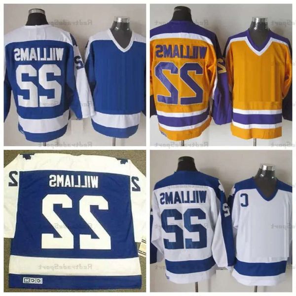 Vintage 1978-79 Dave Mens 22 Maillots de hockey Tiger Williams Jaune Bleu Blanc Chemises cousues C Patch M-X 16