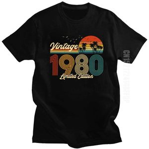 Vintage 1980 Limited Edition T-shirt Mannen Grafische Tops Tees 40 Jaar Oude 40ste Verjaardag Gift T-shirt 100% Katoenen Tshirt Kleding 210629