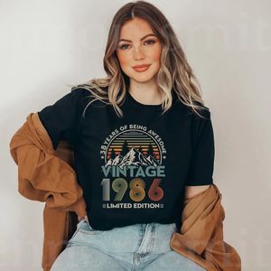 Vintage 1986 Limited Deition 38 ans d'être génial Femmes T-shirt Cotton 38th Birhtday Old Persional Gift O Coule Femme 240403