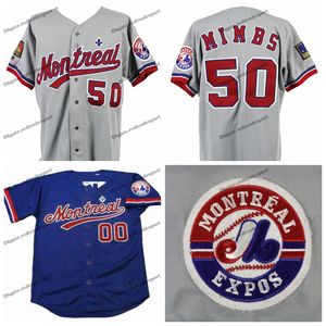 Vintage 1993 Expos de Montréal # 50 Maillots de Baseball Bill Risley Hommes Pas Cher Blanc Bleu Bill Risley Chemises Cousues