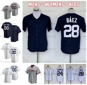 Maillots de baseball personnalisés pour hommes Detroit 24 Miguel Cabrera 28 Javier Bezez 31 Riley Greene 60 Akil Baddoo 30 Harold Castro 13 Eric Haase 21 Clemens 22 Reyes Maillot pour enfants et femmes