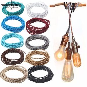 Vintage 2 Core 0.75mm rope Multicolor Twist Braided Fabric Cloth Cable Wire flexible Electric Lighting Cord For Pendant Light