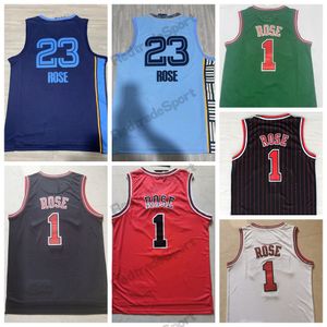 Vintage 2010 Derrick #1 basketbalshirts zwart rood wit streep groen Ed shirts heren S-XXL #23 Rose Jersey