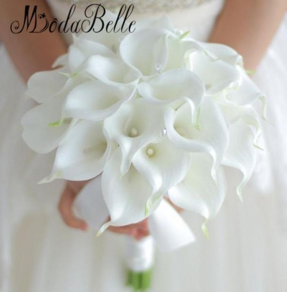 Vintage 2018 personalizado blanco Calla Lily ramo de flores de boda mano de cristal flores nupciales artificiales ramos de boda Decor8988033