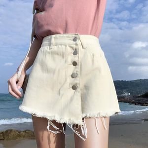 Vintage 2021 été femmes Denim jupe Shorts blanc coréen ample jambe large taille haute Jean femmes jupes pour dames